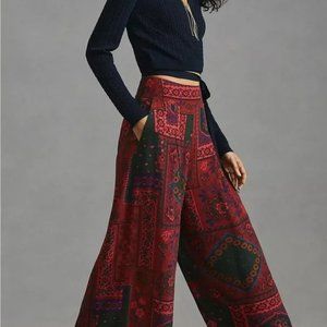 NWT Anthropologie x Farm Rio Red Wide-Leg Pants
